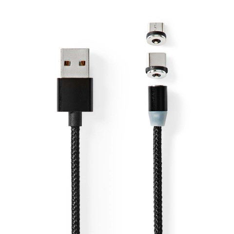 Laidas USB - USB C / USB micro 2m magnetinis Nedis 